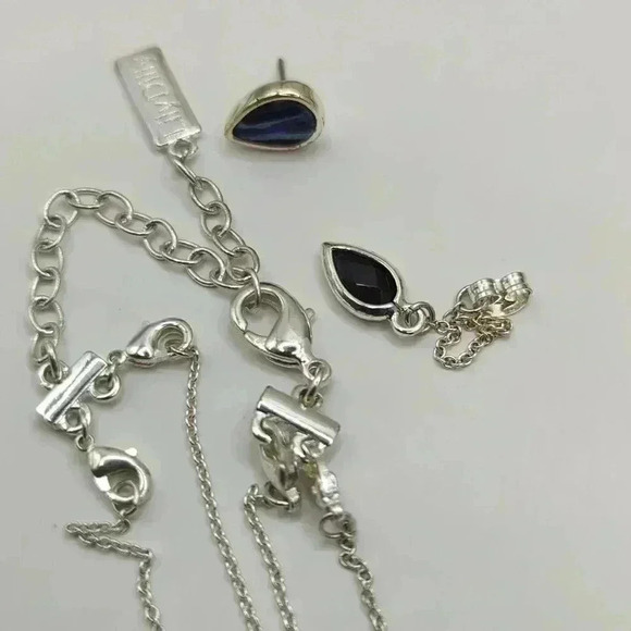 Lily Dilly necklace + earrings Convertible NWT jewelry bundle blue silvertone - Picture 4 of 4